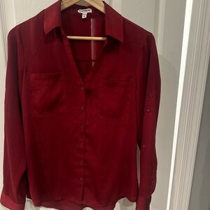 Wine colored silky-feeling button down